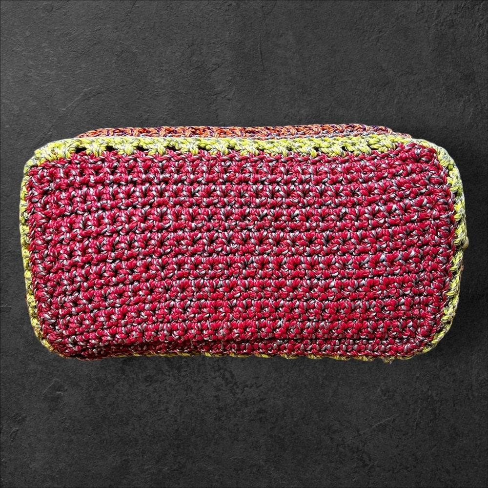 LINA Small Crochet Shoulder Bag Striped Shoulder Strap Hippie Festival 20" Strap - Picture 7 of 12